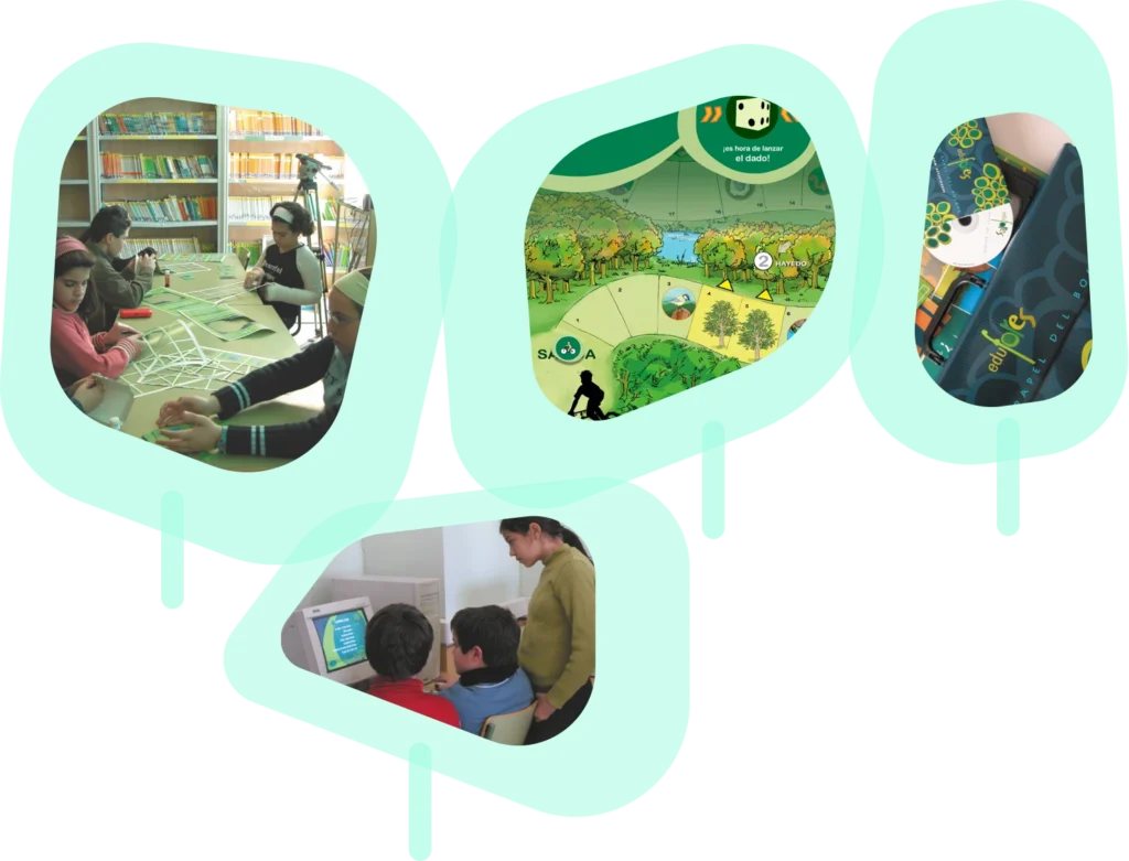 Ilustración árboles con fotos de las actividades